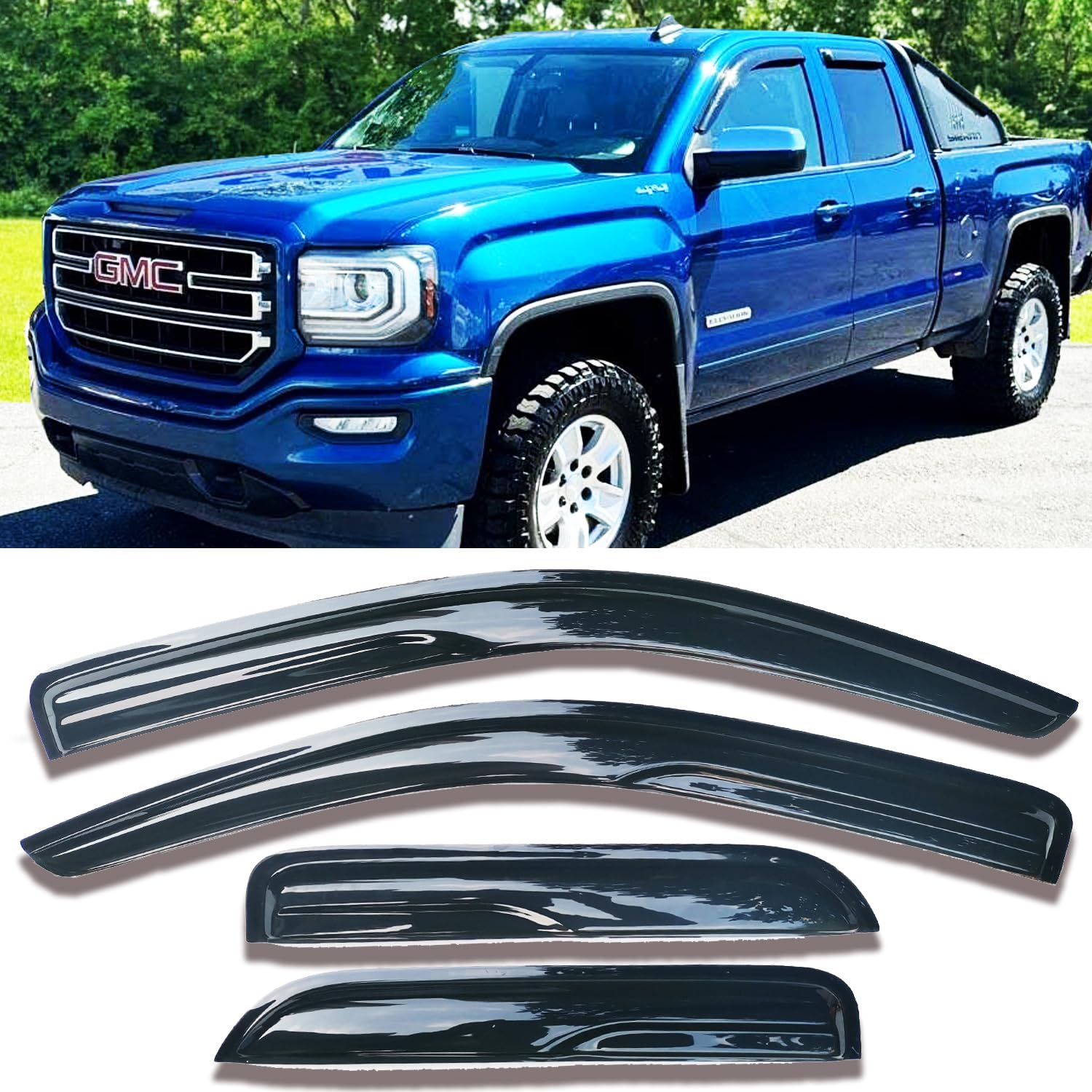 Seitenfenster-Windabweiser für Chevy Silverado/GMC Sierra 1500 2500HD 3500HD Doppel/erweiterte Kabine 2014–2018, Lüftungsschatten-Sonnenschutz, Regenschutz, 4-teiliges Set 94528 Seitenfenster-Windabweiser für Chevy Silverado/GMC Sierra 1500 2500HD 3500HD Doppel/erweiterte Kabine 2014–2018, Lüftungsschatten-Sonnenschutz, Regenschutz, 4-teiliges Set 94528 von TONYTIM