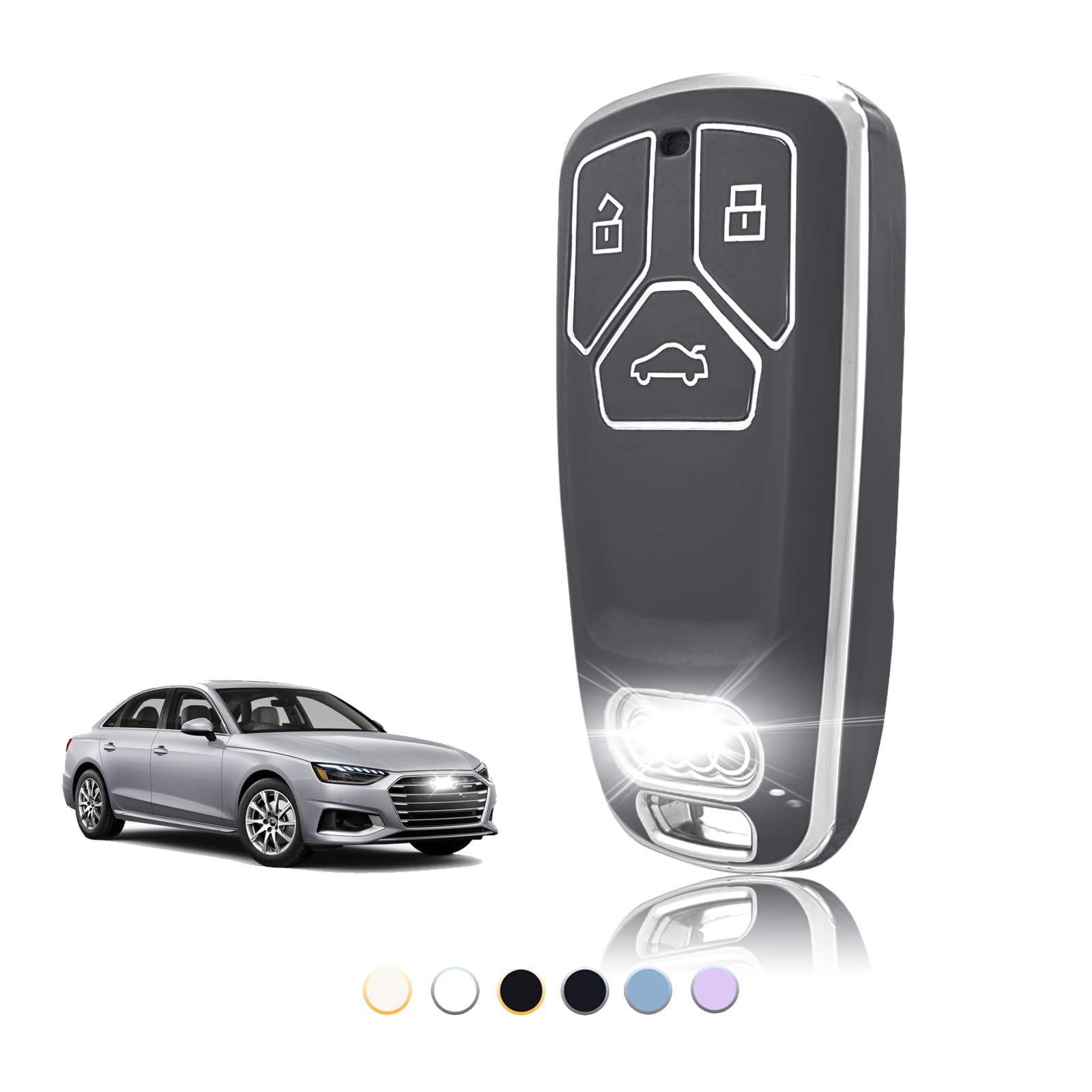 TOOMUME Schlüsselhülle TPU, Autoschlüssel Hülle Passt für Audi A4 S4 RS4 B9 A5 S5 RS5 F5 A3 A6 A7 A8 A4L A6L Q2 Q3 Q5 Q7 SQ5 SQ7 S7 R8 4M D5 TT TTS, Schlüsselcover Schutz Schlüsselgehäuse - Smart Key TOOMUME Schlüsselhülle TPU, Autoschlüssel Hülle Passt für Audi A4 S4 RS4 B9 A5 S5 RS5 F5 A3 A6 A7 A8 A4L A6L Q2 Q3 Q5 Q7 SQ5 SQ7 S7 R8 4M D5 TT TTS, Schlüsselcover Schutz Schlüsselgehäuse - Smart Key von TOOMUME