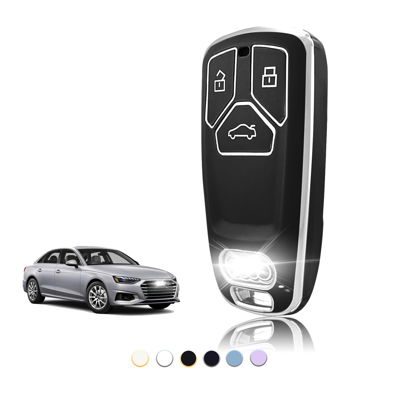 TOOMUME Schlüsselhülle TPU, Autoschlüssel Hülle Passt für Audi A4 S4 RS4 B9 A5 S5 RS5 F5 A3 A6 A7 A8 A4L A6L Q2 Q3 Q5 Q7 SQ5 SQ7 S7 R8 4M D5 TT TTS, Schlüsselcover Schutz Schlüsselgehäuse - Smart Key TOOMUME Schlüsselhülle TPU, Autoschlüssel Hülle Passt für Audi A4 S4 RS4 B9 A5 S5 RS5 F5 A3 A6 A7 A8 A4L A6L Q2 Q3 Q5 Q7 SQ5 SQ7 S7 R8 4M D5 TT TTS, Schlüsselcover Schutz Schlüsselgehäuse - Smart Key von TOOMUME