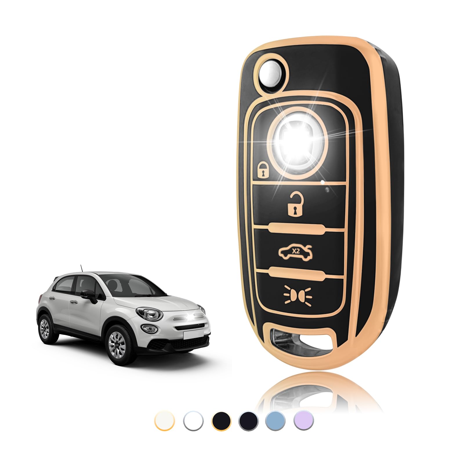TOOMUME Schlüsselhülle TPU, Autoschlüssel Hülle Passt für FIAT 500X Tipo Limousine Kombi Street S Design Business Line 5 Porte 1.4T Jet 1.6 Multijet, Schlüsselcover Schutz Schlüsselgehäuse - Flip Key TOOMUME Schlüsselhülle TPU, Autoschlüssel Hülle Passt für FIAT 500X Tipo Limousine Kombi Street S Design Business Line 5 Porte 1.4T Jet 1.6 Multijet, Schlüsselcover Schutz Schlüsselgehäuse - Flip Key von TOOMUME