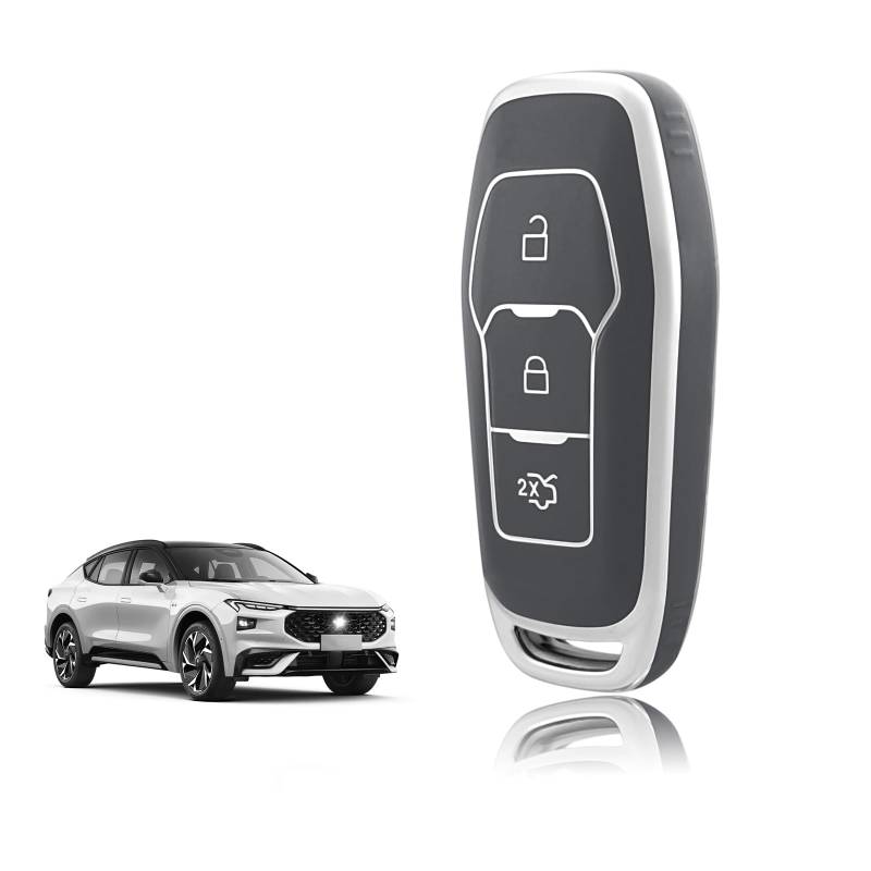 TOOMUME Schlüsselhülle TPU, Autoschlüssel Hülle Passt für Ford Mondeo Fiesta Focus Kuga Ka Mustang Galaxy Explorer Fusion Edge Ecosport S-Max, Schlüsselcover Schutz Schlüsselgehäuse - Smart Key von TOOMUME