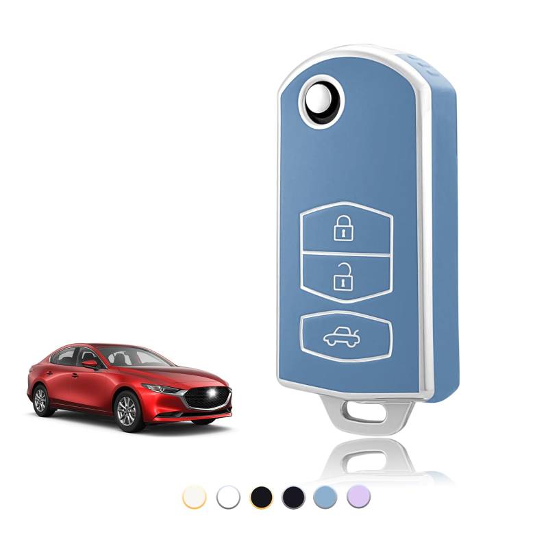 TOOMUME Schlüsselhülle TPU, Autoschlüssel Hülle Passt für Mazda 2/3/5/6 M2 M3 M5 M6 CX3 CX5 CX7 CX9 CX30 MX5 RX8 BT50 Atenza Demio Speed 3 X-5 Summit, Schlüsselcover Schutz Schlüsselgehäuse - Flip Key von TOOMUME