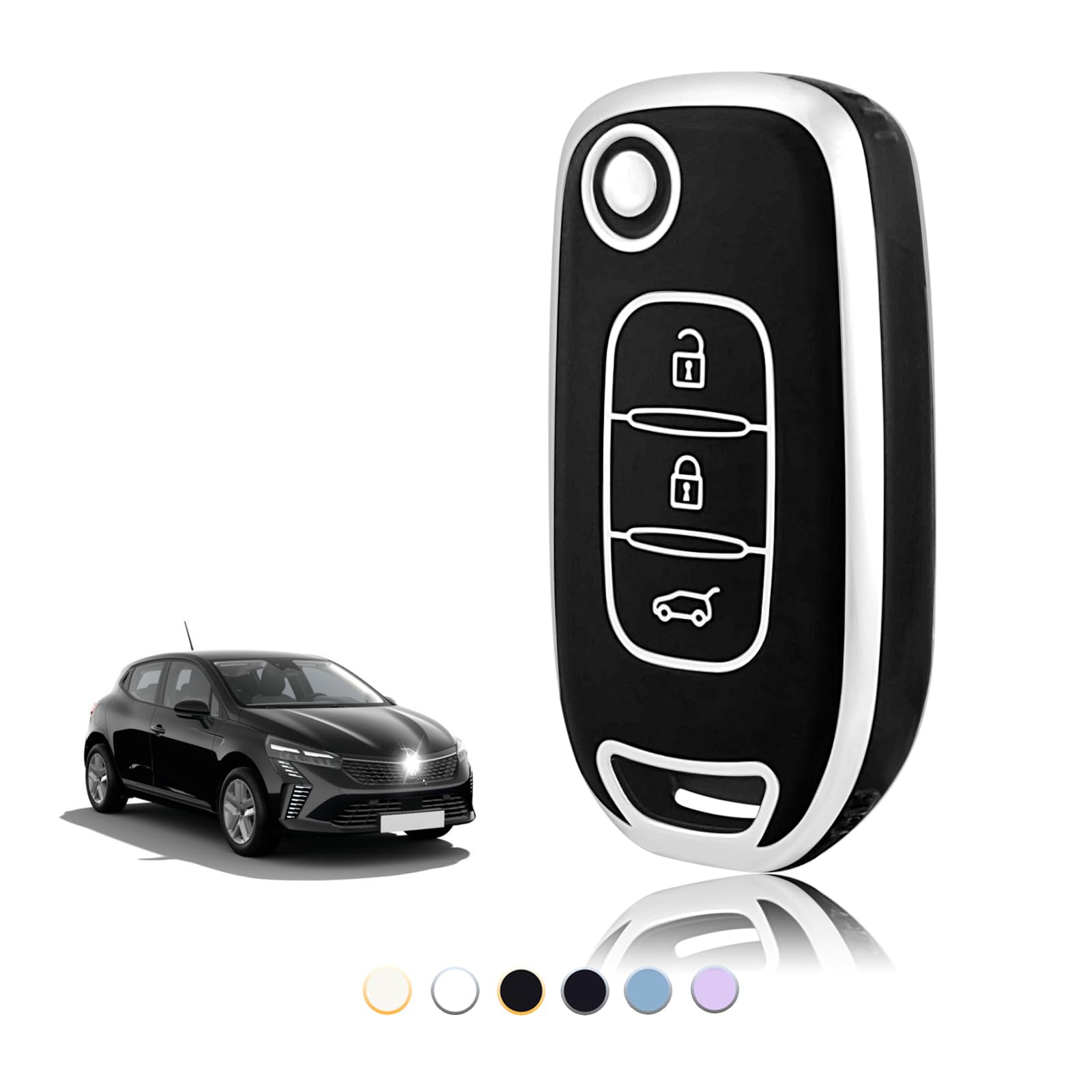 TOOMUME Schlüsselhülle TPU, Autoschlüssel Hülle Passt für Renault Kangoo 3 Twingo 3 Megane 4 Trafic 4 Clio 5 Captur Dacia Sandero Stepway Duster, Schlüsselcover Schutz Schlüsselgehäuse - Flip Key TOOMUME Schlüsselhülle TPU, Autoschlüssel Hülle Passt für Renault Kangoo 3 Twingo 3 Megane 4 Trafic 4 Clio 5 Captur Dacia Sandero Stepway Duster, Schlüsselcover Schutz Schlüsselgehäuse - Flip Key von TOOMUME