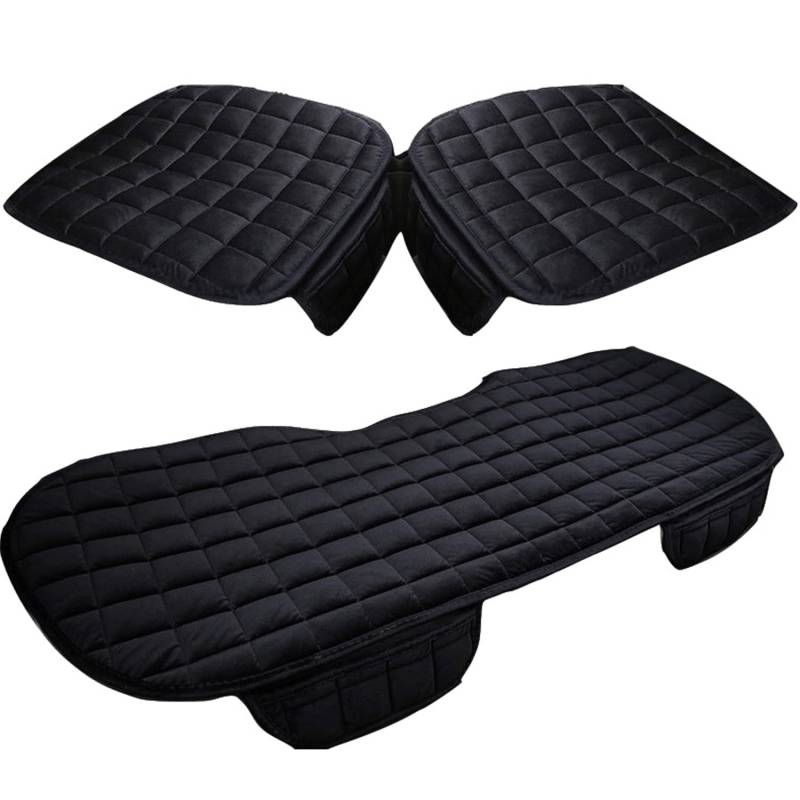 TOOSOAR® Sitzauflage Auto, Universal rutschfest Autositzauflage, 3PCS Autositzkissen für Auto-Vordersitzbezüge und Rücksitzbezüge, Schwarz von TOOSOAR