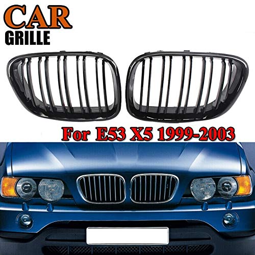 TOOWGM Kühlergrill für BMW X5 E53 1998–2003, Doppel-Lamellen, Sport-Stil, Schwarz glänzend von TOOWGM