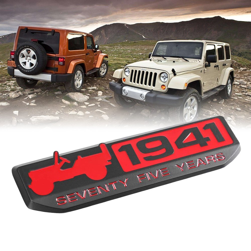 Toppower 1941 Anniversary Edition Emblem Black für Jeep Wrangler Willy's 75th Rot von Toppower