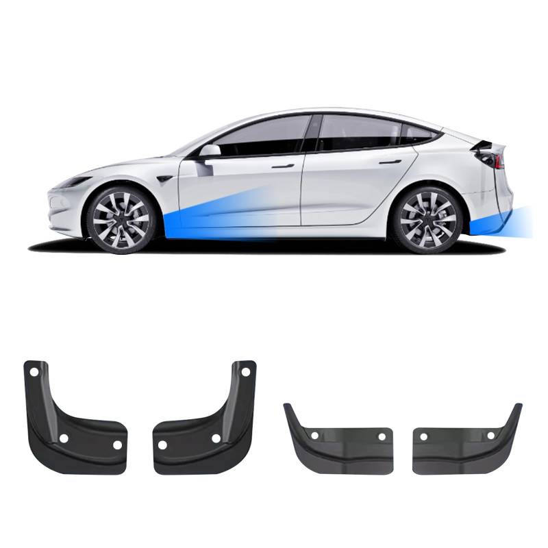 TOPABYTE 4 Stück für Tesla Model 3 Highland 2025 2024 Schmutzfänger Spritzschutz Fahrzeugsedimentschutz Kotflügel Keine Notwendigkeit Löcher zu Bohren von TOPABYTE
