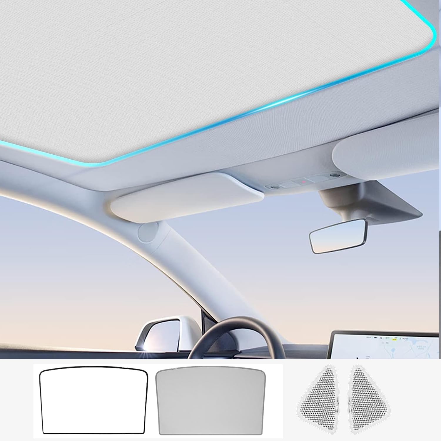 TOPABYTE Auto Sonnenschutz für Tesla Model 3 2018–2024 Highland Dach-Sonnenschutz Glas-Schiebedach-Schattenfenster-Isolierung UV und Hitzeschutz, Beige (Hergestellt aus China) von TOPABYTE