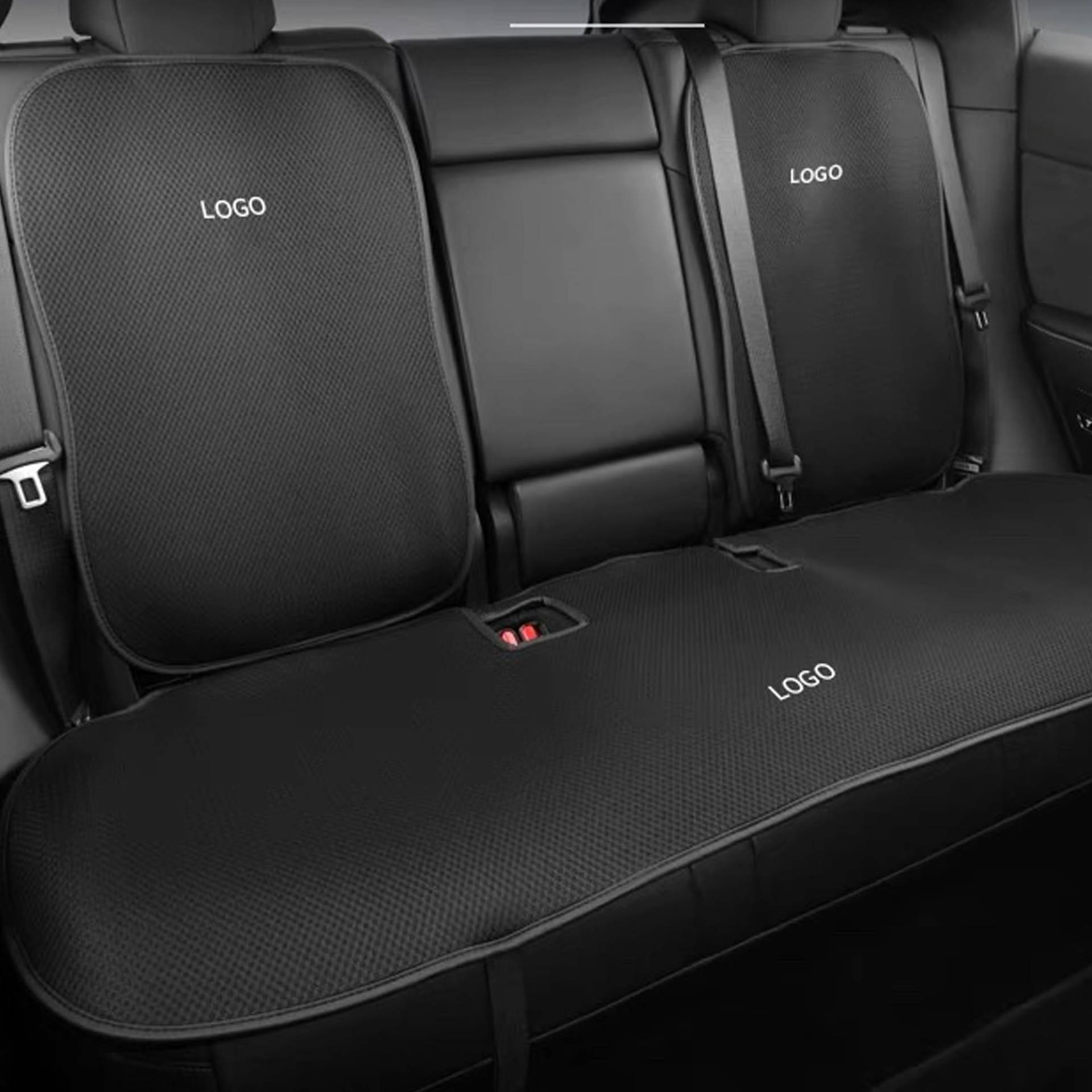 TOPABYTE Autositzbezüge-Set für Rücksitze, passgenau für Tesla Model Y 2019-2023 2024, 4-Jahreszeiten-Universal-Sitzbezüge (Mit Logo) von TOPABYTE