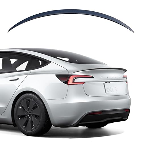 TOPABYTE Real Carbonfaser Spoiler für Tesla Model 3 Highland 2025 2024 Hecklippenstamm Matt Spoiler Schwanzspoiler Flügel Leistung für Tesla Model 3 Highland Heckspoiler (Glänzende Kohlefaser) von TOPABYTE