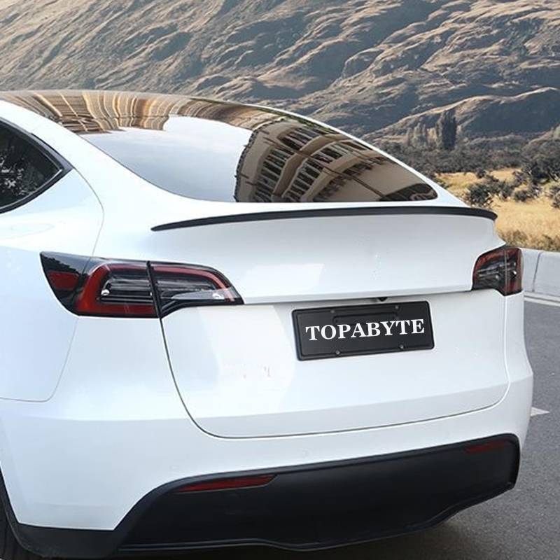 TOPABYTE Real Carbonfaser Spoiler für Tesla Model Y Hecklippenstamm Matt Spoiler Schwanzspoiler Flügel Leistung für Tesla Model Y 2020-2024 (Matte Kohlefaser) von TOPABYTE