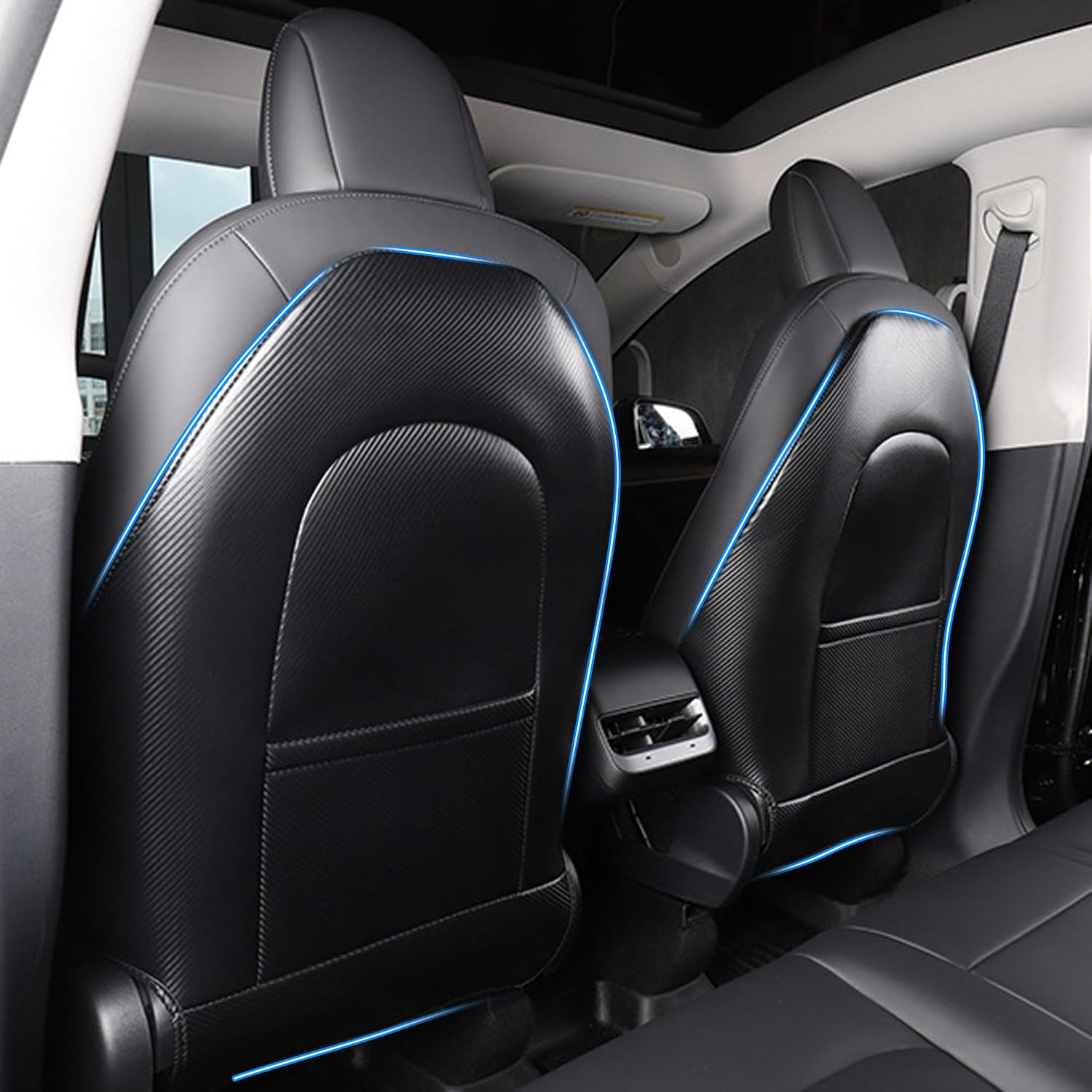 TOPABYTE Rückenlehnenschutz Tesla Model 3 Y S X Rücksitze Trittschutz Sitz Rücksitz Trittmatten für Kinder Leder Rücksitzmatten Rücksitzbezug mit Extra Organizer, 2 Stück - Kohlefaser TOPABYTE Rückenlehnenschutz Tesla Model 3 Y S X Rücksitze Trittschutz Sitz Rücksitz Trittmatten für Kinder Leder Rücksitzmatten Rücksitzbezug mit Extra Organizer, 2 Stück - Kohlefaser von TOPABYTE