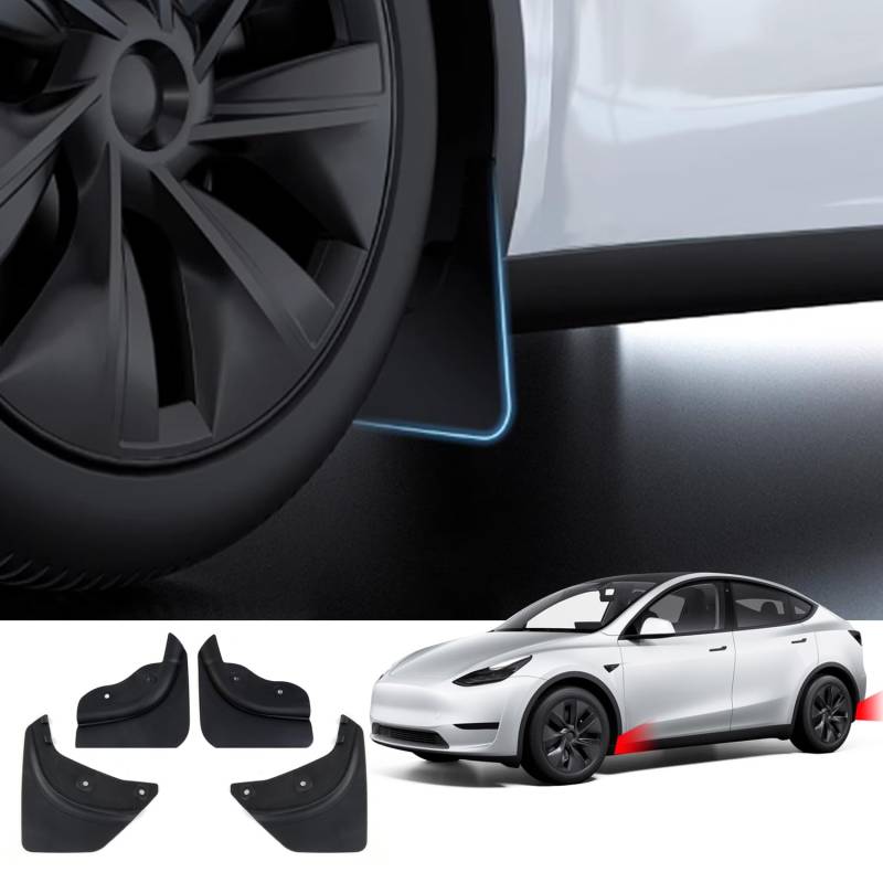 TOPABYTE Schmutzfänger für Tesla Model Y 2020-2025 Schlamm Klappen Spritzschutz Winterfahrzeug Sedimentschutz Keine Notwendigkeit, Löcher zu Bohren [OEM Original] (4 Stück) von TOPABYTE