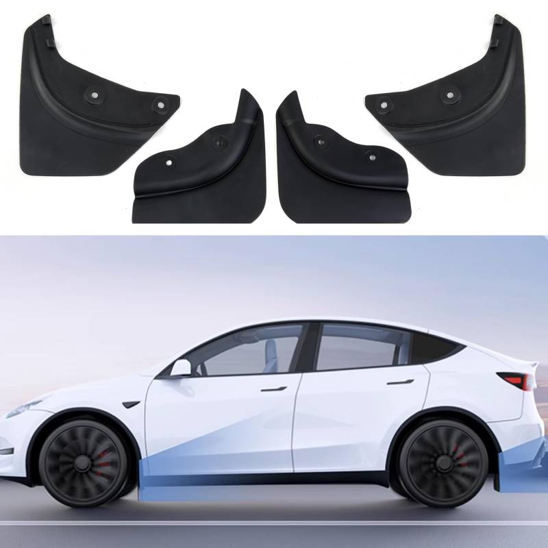 TOPABYTE Schmutzfänger für Tesla Model Y 2020–2025 Vorne und Hinten Spritzschutz Kotflügel Keine Notwendigkeit Löcher zu Bohren Fahrzeugreifenschutz Model Y Mud Flaps Guard von TOPABYTE