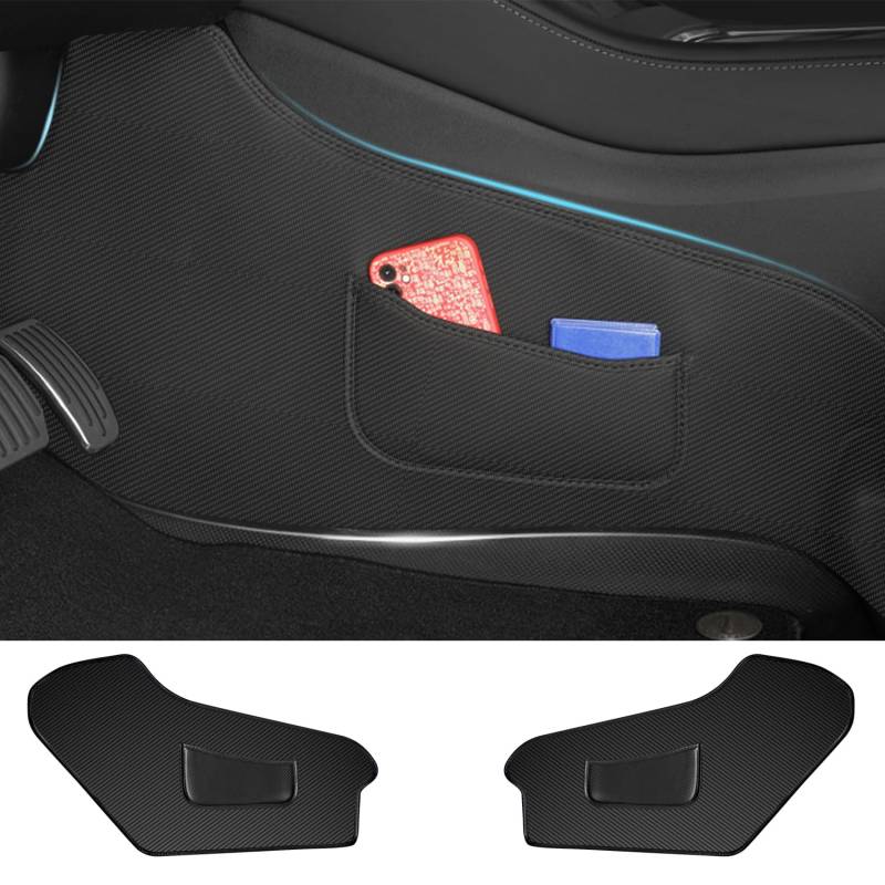 TOPABYTE Sitzseiten Anti-Kick Pads für Tesla Model Y 2020–2023 Innenschutz, Bodenmatte, wasserabweisend und schmutzabweisend, Mittelkonsolen-Schutzabdeckung, Innenzubehör, Kohlefaser von TOPABYTE