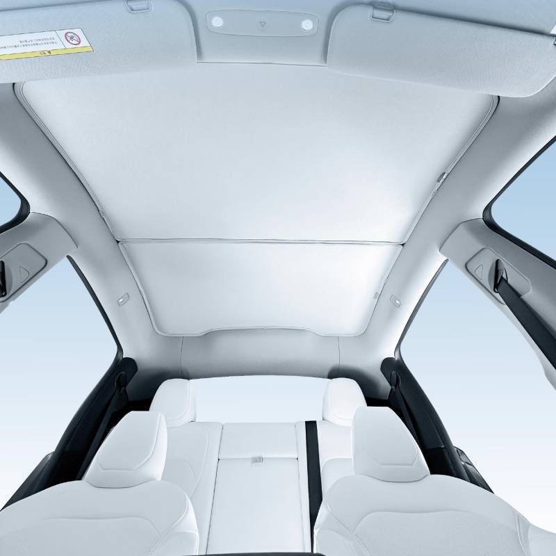 TOPABYTE Sonnenschutz Dach für Tesla Model Y Juniper 2025 Upgrade Sunshade Roof Autoglas Schiebedach Sonnenblenden Wärmedämmende Abdeckung Dachfenster UV-Schutz, Beige von TOPABYTE