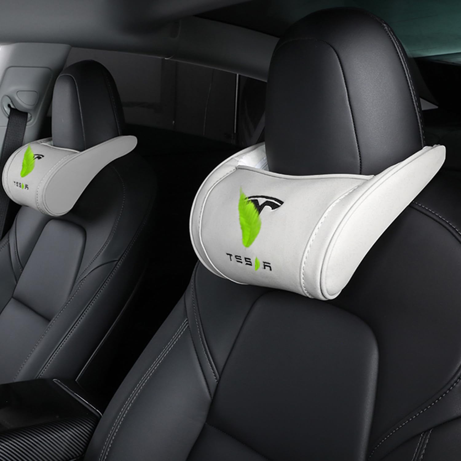TOPABYTE Tesla Car Neck Kissen Memory Memory Foam Ergonomic Design Seat Hals -Stütze Kopfstütze für Tesla Highland Model 3 Y S X Accessoires (Weiß, 2 Stück) von TOPABYTE