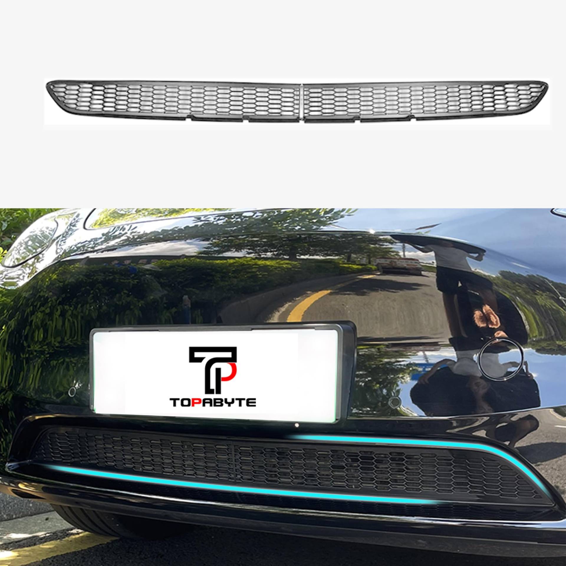 TOPABYTE Tesla Model 3 Frontgrill Masch Stoßstange Gittergittereinsätze, ABS Vorderlufteinlass Entlüftungskühlerabdeckung Ersatz für 2017-2023 Model 3 Zubehör, Nicht für Model 3 Highland von TOPABYTE