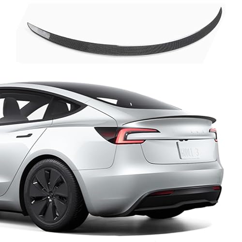 TOPABYTE Spoiler Original für Tesla Model 3 Highland 2025 2024 Refreshed Heckspoiler Flügellippe Rear Spoiler Wings Tail Rear Trunk Lip für Tesla Model 3 Highland Zubehör ABS (Glossy Carbon) von TOPABYTE
