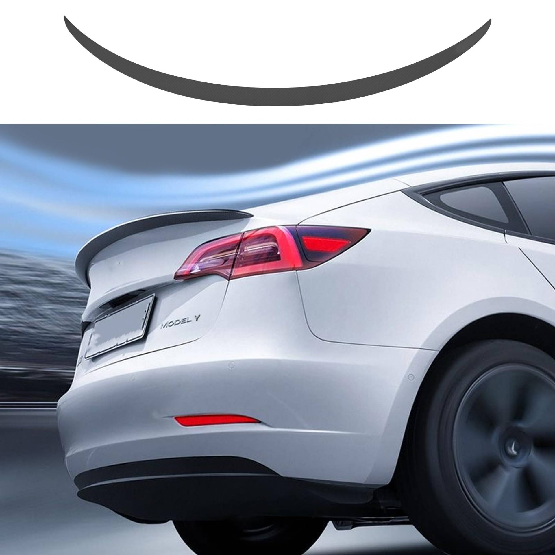 TOPABYTE Tesla Model Y Spoiler Original Heckspoiler Flügellippe Carbon für 2020-2024 Tesla Model Y Zubehör ABS Matte Kohlefaser von TOPABYTE