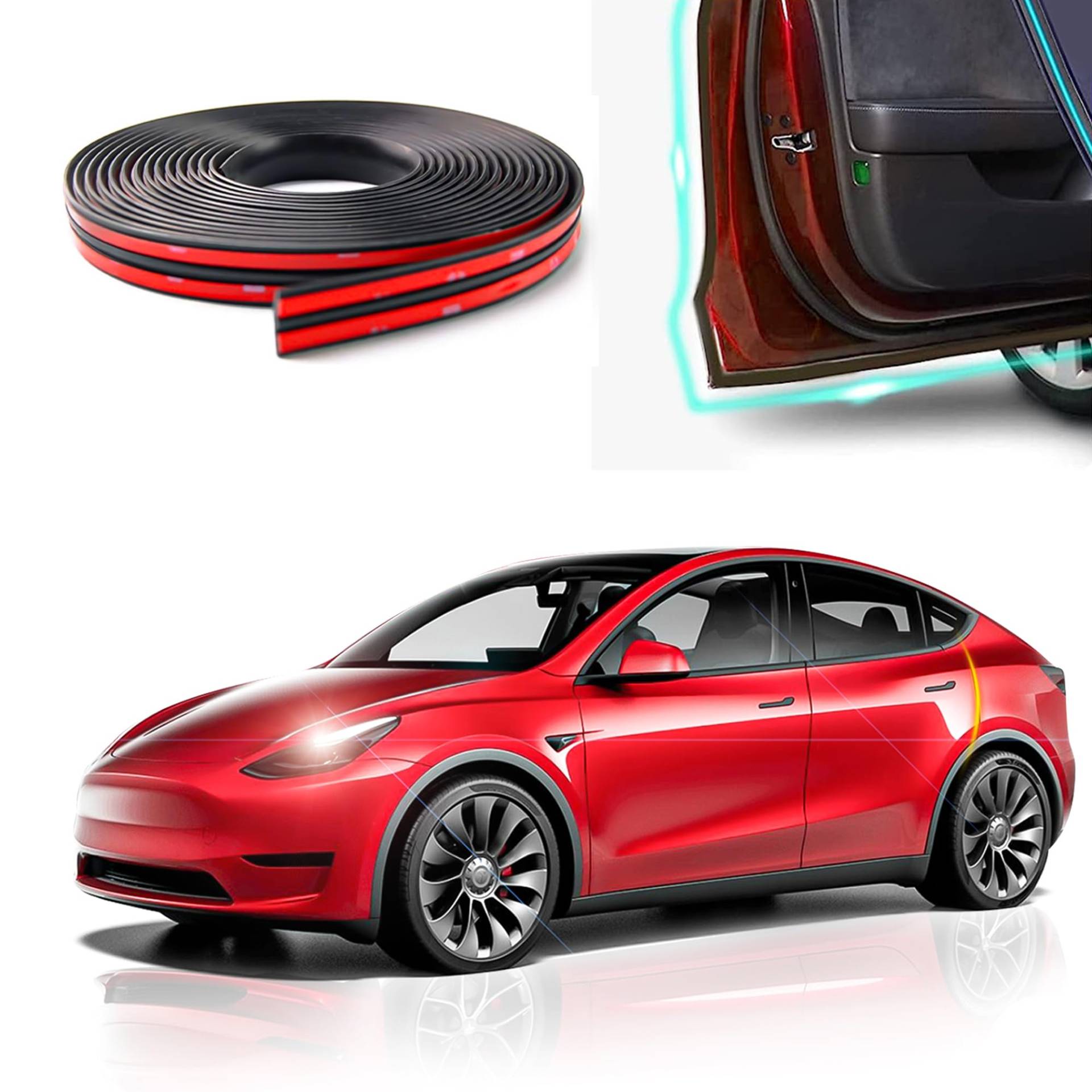 TOPABYTE Türdichtungsset für Tesla Model 3 2016–2023 2024 Highland, schalldichter Gummi-Wetterzugdichtungsstreifen, Windgeräuschreduzierungsset von TOPABYTE