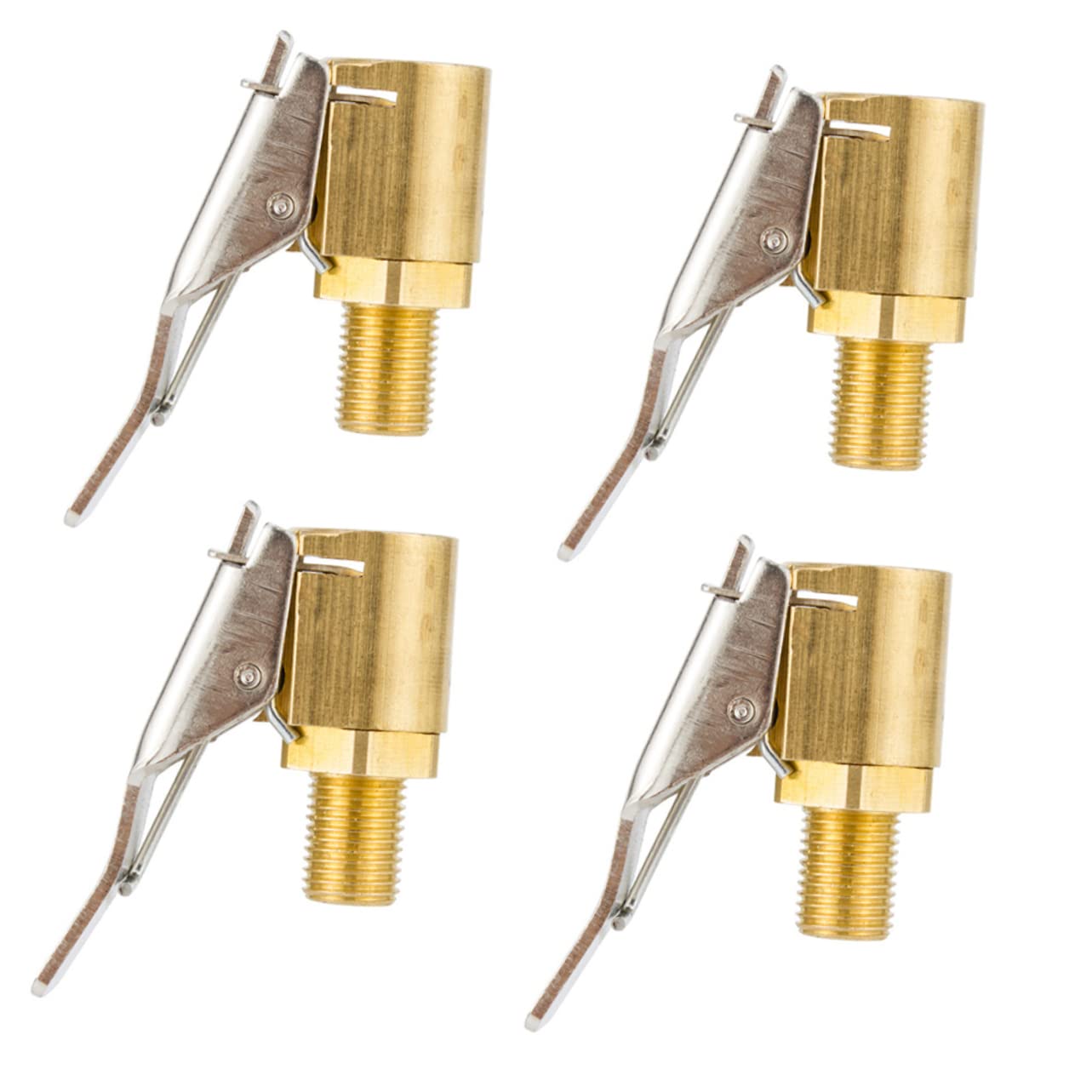 TOPBATHY 4 Stück Luftpumpenventil Ventile Reifenluft -Chuck Luftpumpenclip Luftfutter für Reifen Auto Luftfutter Inflator Reifenventil-Luftspannfutter Clips für Luftpumpen Kupfer Golden von TOPBATHY