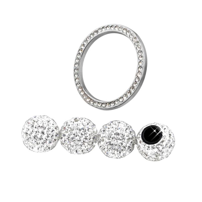 TOPBATHY 5 Stück Ventilkappe weißer Diamant Zündschlüsselkappe starten Zündknopfkappe starten Reifen Staubkappe Auto Vorbaukappe Strass-Reifenstaub von TOPBATHY