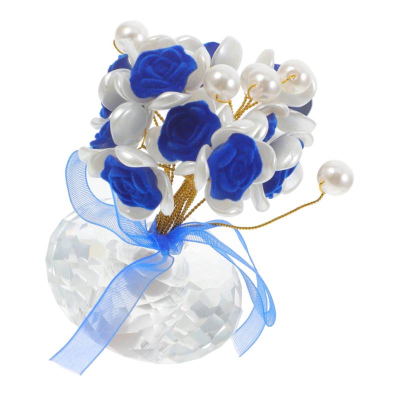 TOPBATHY Autodekoration Ornamente Niedliche Rosa Blume Auto Ornament LED Dekorationen Auto Blumen Ornament Ästhetisches Autozubehör Auto Armaturenbrett Ornamente Blume Künstlicher Blauer von TOPBATHY