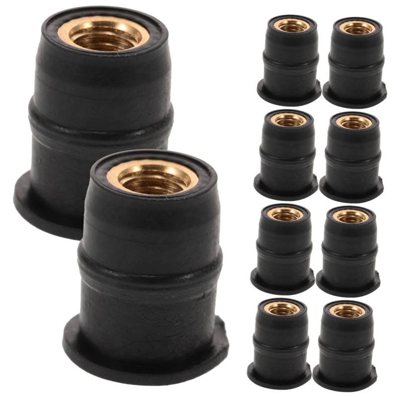 TOPBATHY Windschutzscheibenmutter kleine Gummimuttern Gummischrauben und Muttern kleine Brunnennüsse kleine Nuss Motorradteil Motorrad Windschutzscheibe Messing Black von TOPBATHY
