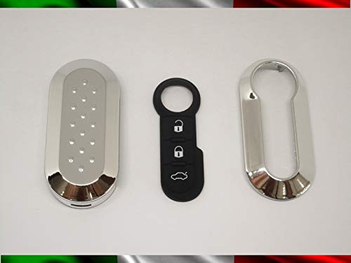 car passion Schlüsselhülle + Gummitasten kompatibel mit FIAT 500, Grande Punto, Evo, Bravo, Panda, 500L, Lancia Y Ypsilon, Musa, Delta - Silber + Montageanleitung Video car passion Schlüsselhülle + Gummitasten kompatibel mit FIAT 500, Grande Punto, Evo, Bravo, Panda, 500L, Lancia Y Ypsilon, Musa, Delta - Silber + Montageanleitung Video von car passion