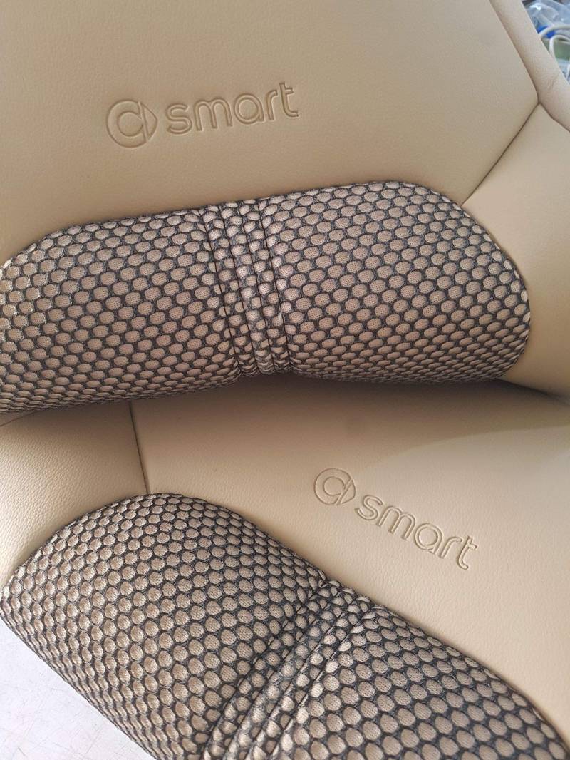 TOP CAR Athens | 1+1 SITZBEZÜGE BEIGE & SCHWARZ BEIGE | AUTOSITZBEZUG | Kompatibel mit SMART FORTWO 2007-2014 (451) | Auto Sitzbezüge, maßgefertigt von TOPCAR ATHENS