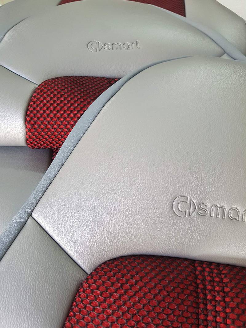 TOPCAR ATHENS Zwei Autositzbezüge aus synthetischem und Kunstleder, 100% Passgenau, Sitzbezügesets, Farben Silber und Rot (451) von TOPCAR ATHENS
