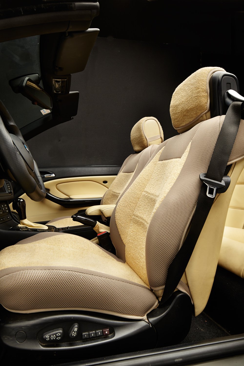 Top Car Athens || Zwei Sitzbezüge | Material Baumwolltuch & Synthetik | Farbe Beige | maßgeschneidertes Produkt, Kompatibel mit BMW 3 Series E93 Kabriolet von TOPCAR ATHENS