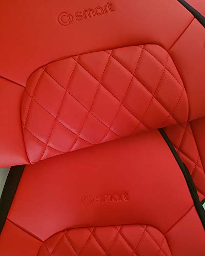 Top Car || Rhombus | Zwei Luxus Autositzbezüge | aus Kunstleder mit Synthetik | Schwarz Rückseite Oberfläche | 100% Passgenau , Kompatibel mit FORTWO | Farben Rot (SMART FORTWO(451) 2007-2014) von TOPCAR ATHENS