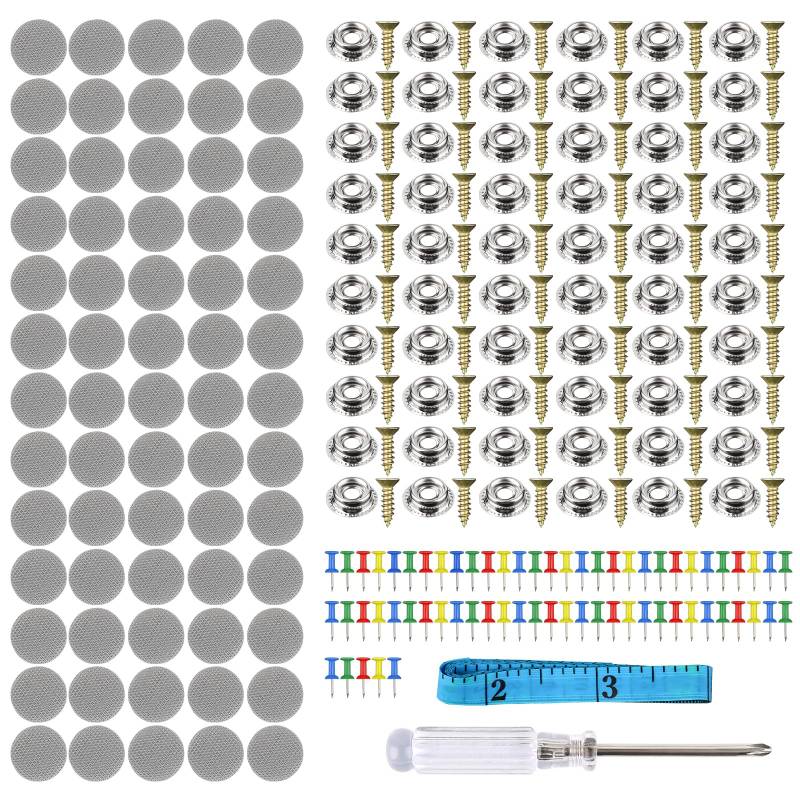 65Stks Dachhimmel Reparatur Nieten, Universal Auto Dach Reparatur Knopf, Auto Dach Innen Schnalle, KFZ Reparatur Reißnägel mit Stecknadeln Schraubendreher Maßband, Autodach Ersatznieten für Fahrzeuge von TOPCZY