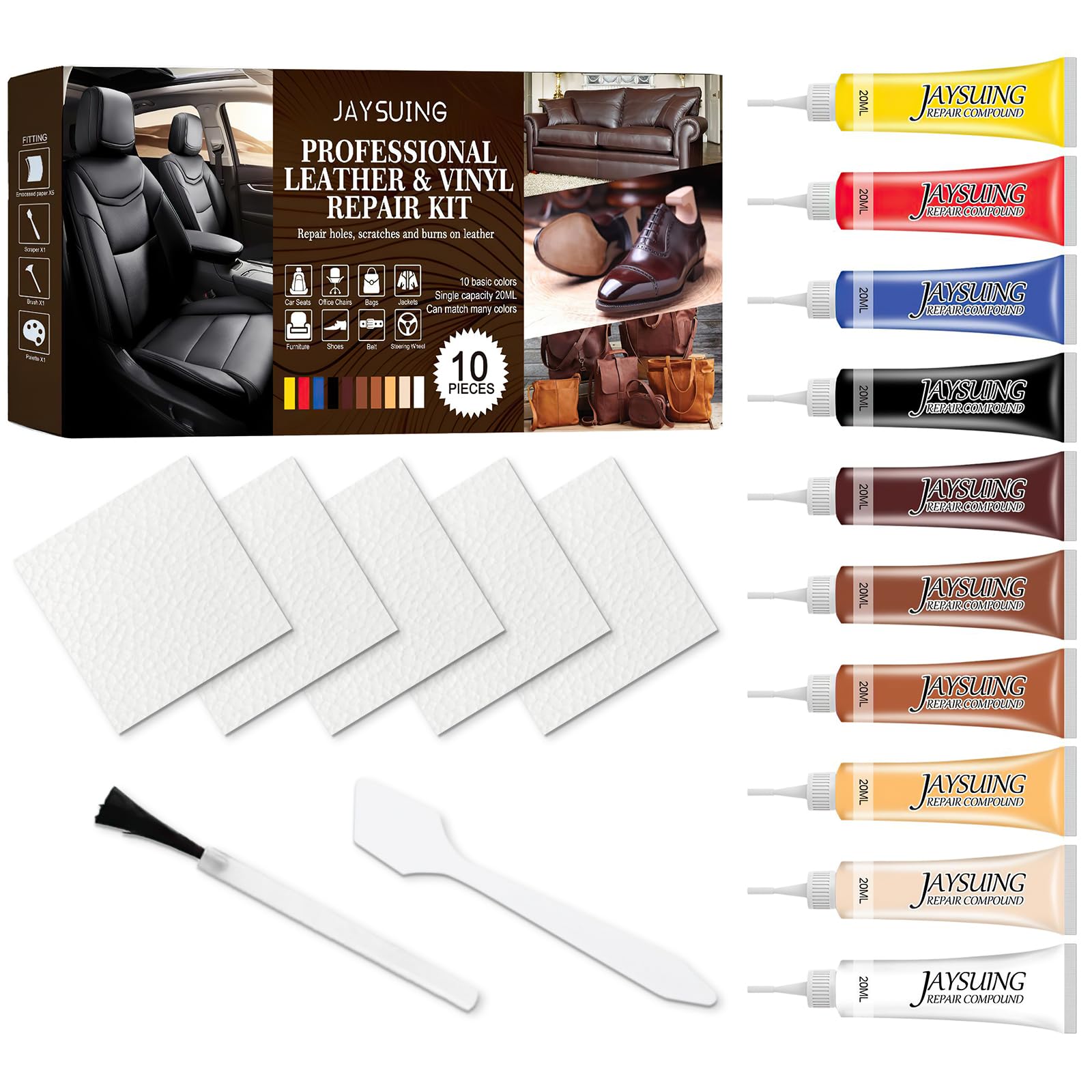 TOPCZY Kunstleder Reparaturset, Leder Reparatur Set, Mixbar Fiussigleder Reparatur Creme Set, Schuhreparatur Set für Sofa, Autositz, Möbel, Jacke, Bootssitz, Material Wiederherstellen TOPCZY Kunstleder Reparaturset, Leder Reparatur Set, Mixbar Fiussigleder Reparatur Creme Set, Schuhreparatur Set für Sofa, Autositz, Möbel, Jacke, Bootssitz, Material Wiederherstellen von TOPCZY