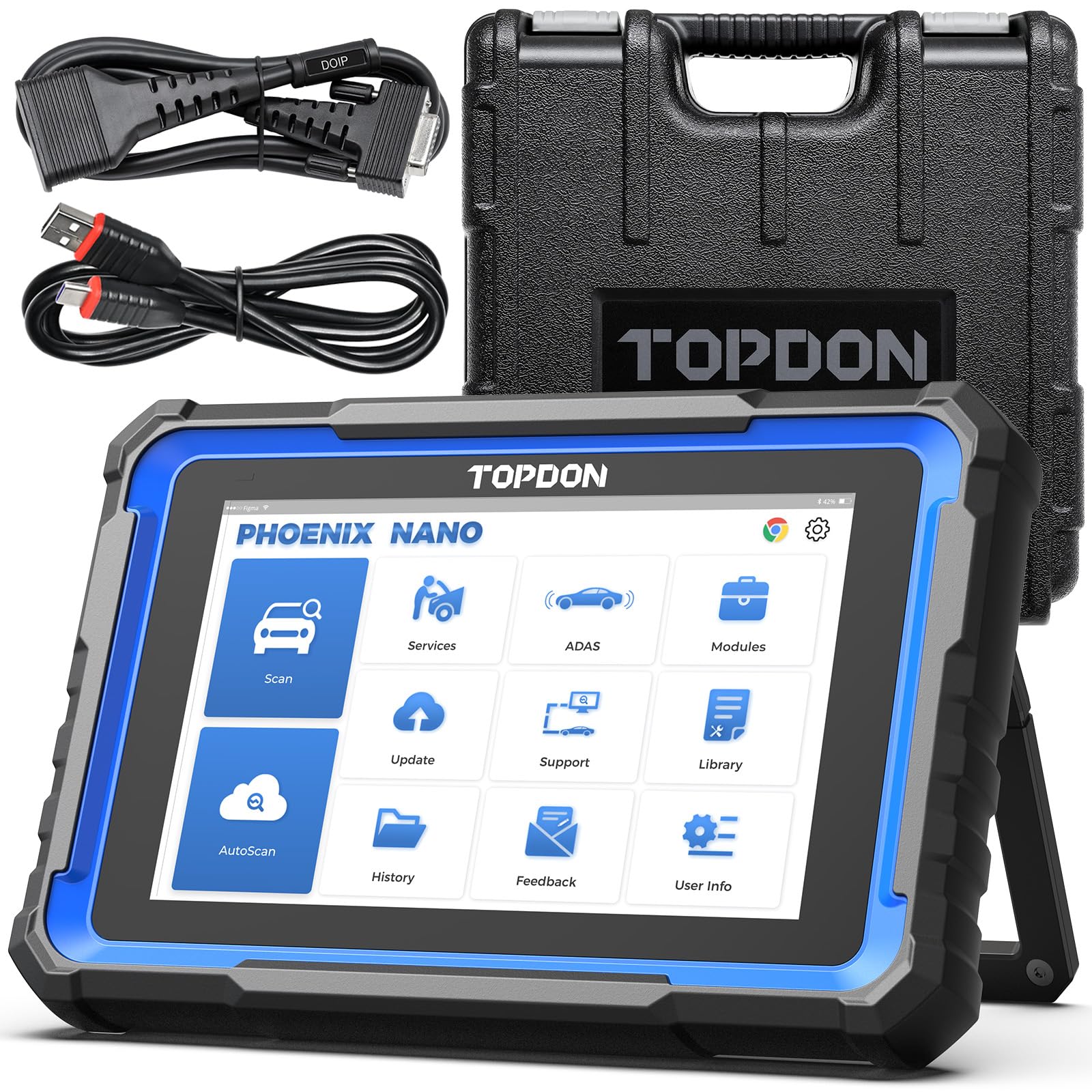 TOPDON Phoenix Nano Diagnosegerät Auto, ECU-Codierungswerkzeug 2024 mit Volldiagnose, 32+ Reset-Services, bidirektionale Steuerung, unterstützt CAN FD/DoIP-Protokolle, FCA AutoAuth, 2 Jahre kostenlo von TOPDON
