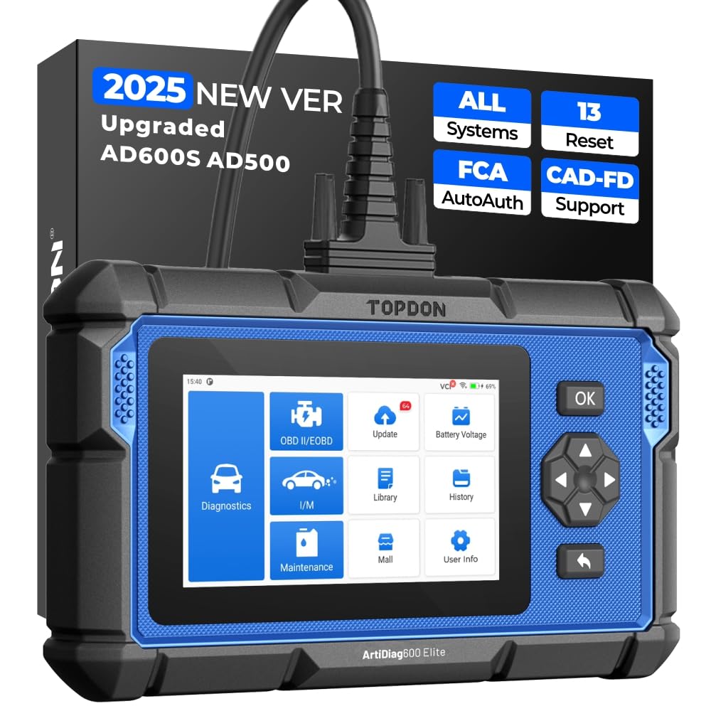 TOPDON ArtiDiag600 Elite OBD2 diagnosegerät, 2025 Vollständiges diagnosegerät Auto mit 13 Servicefunktionen, FCA AutoAuth, CAN-FD, 2 Jahre kostenlose Updates TOPDON ArtiDiag600 Elite OBD2 diagnosegerät, 2025 Vollständiges diagnosegerät Auto mit 13 Servicefunktionen, FCA AutoAuth, CAN-FD, 2 Jahre kostenlose Updates von TOPDON