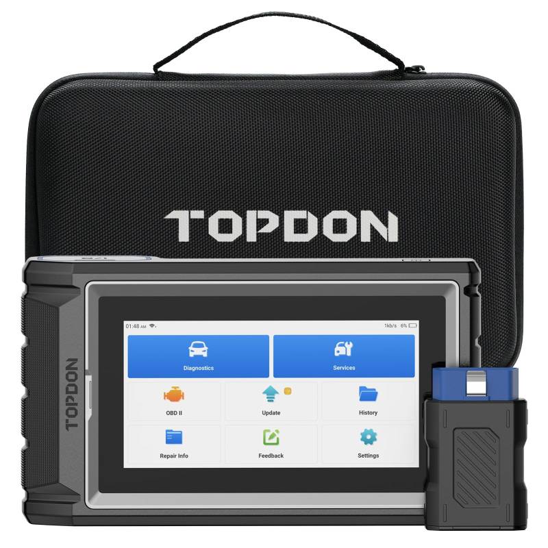 TOPDON OBD2 Diagnosegerät AD800BT 2,Alle Systemdiagnosen &28 Servicefunktionen,obd2 diagnosegerät für alle Fahrzeuge, Lebenslange kostenlose Upgrades, FCA/CAN-FD-Unterstützung von TOPDON