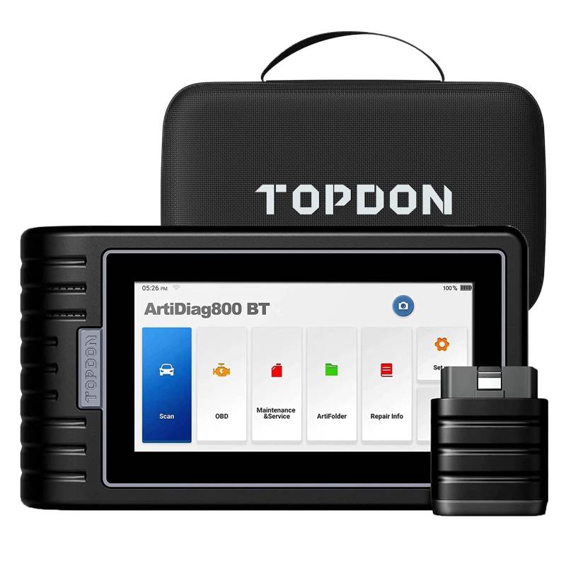 TOPDON ArtiDiag800 BT - OBD2 Batteriebetrieben Diagnosegerät für alle Fahrzeuge, KFZ mit Full System Diagnosen und 28 Service Funktionen, lenbenslanges Online Upgrade, Drahtlose Verbindungen von TOPDON