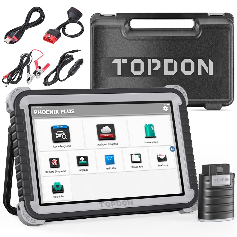 TOPDON Professionelles Bidirektionales OBD2 Diagnosegerät Deutsch-Phoenix Plus, Bluetooth Scanner für alle Systeme mit 41 Reset Service und ECU-Codierung, über 1000+Fahrzeuge/150+ Automarken Geeignet von TOPDON