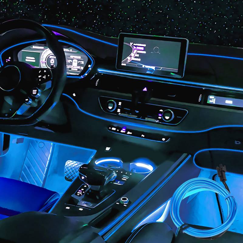 TOPJOWGA Led Ambientebeleuchtung Auto, 5m Ambientebeleuchtung Usb Anschluss 5v, Schnittstellenlicht Autobeleuchtungen, Ambientebeleuchtung Wasserdicht Innenraum Atmosphäre Licht (Blau) von TOPJOWGA