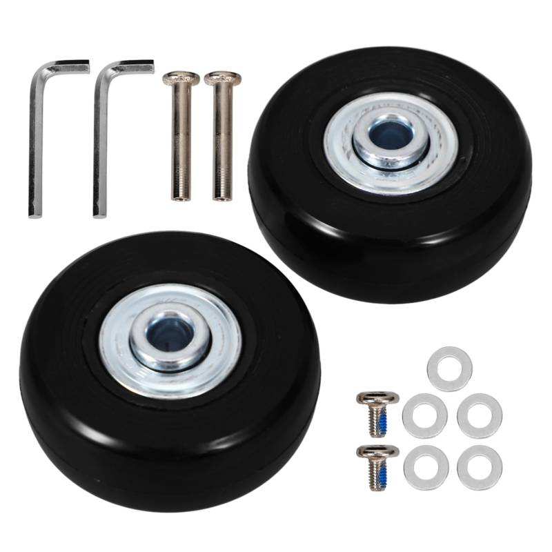 TOPPERFUN 2 Stück Kofferräder Lenkrollen Abnehmbare Gepäckräder Rad Ersatz Räder Für Trolley Klein Koffer Mit Rädern Koffer Mit Rollen Gepäckrollen Austauschen Aluminiumlegierung Black von TOPPERFUN
