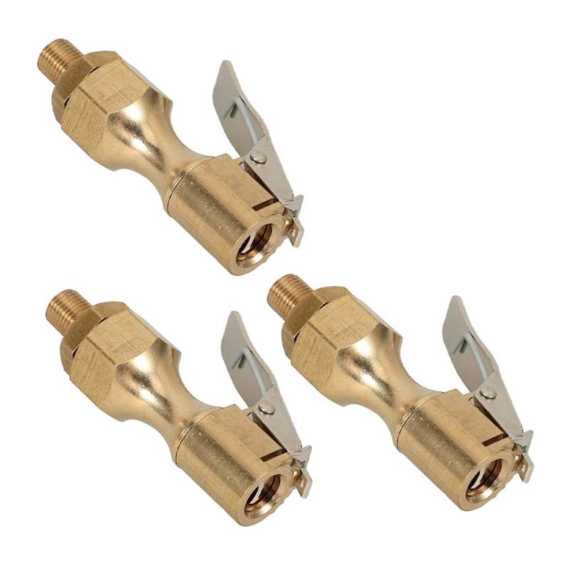 TOPPERFUN 3 Stücke Reifen Clip Chuck Inflator Auto Air Reifen Zubehör Goldene Kupfer von TOPPERFUN