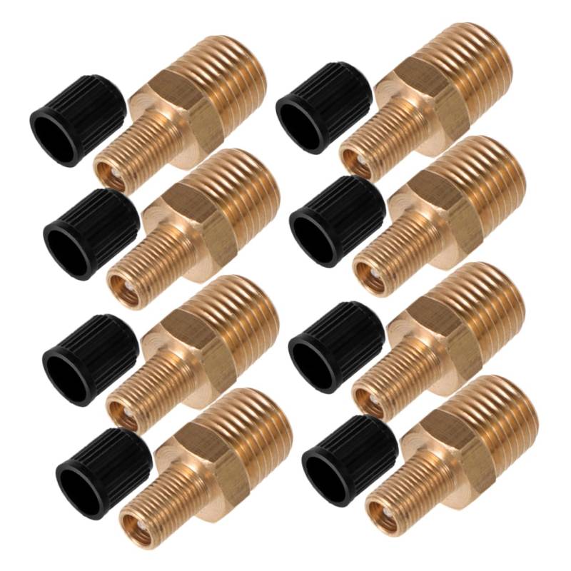 TOPPERFUN 8 Teiliges Ventil Messing Pumpe Reifenventilkappen Kabel Tank Klimaanlage Kompressor Manometer Klemmen Verlängerung Steuerhupe Reifendruckkappen Ventile von TOPPERFUN