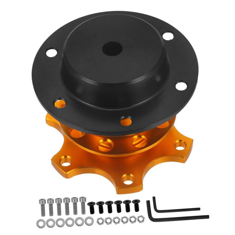 TOPPERFUN Lenkrad Adapter Lenkrad-demontageadapter Lenkrad Mit Schnellspanner Lenkrad-schnellspanner Schnellverschluss-trennadapter Nabenadapter Mit Schnellspanner Auto Teil Golden Legierung von TOPPERFUN