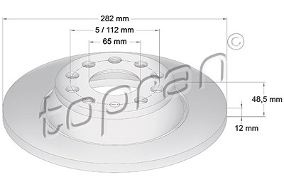Topran Bremsscheibe Hinterachse Voll [Hersteller-Nr. 115893] für Audi, Seat, Skoda, VW von TOPRAN