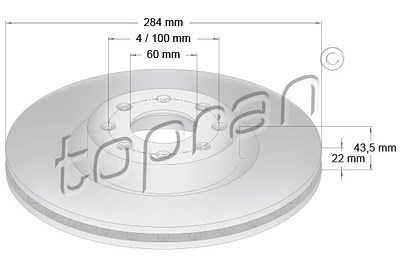 Topran Bremsscheibe Vorderachse Belüftet [Hersteller-Nr. 207628] für Fiat, Opel von TOPRAN
