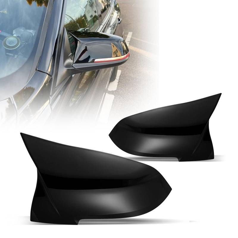 2 PCS Spiegelabdeckungen Kompatibel mit Rückspiegel Abdeckung 1er F20 F21/2er F22 F23 F87/3er F30 F31 F34/4er F32 F33 F36/i3 I01/X1 E84 2011-2019 Seitenspiegelgehäuse Links und Recht (Glanz Schwarz) von TOPTHAN