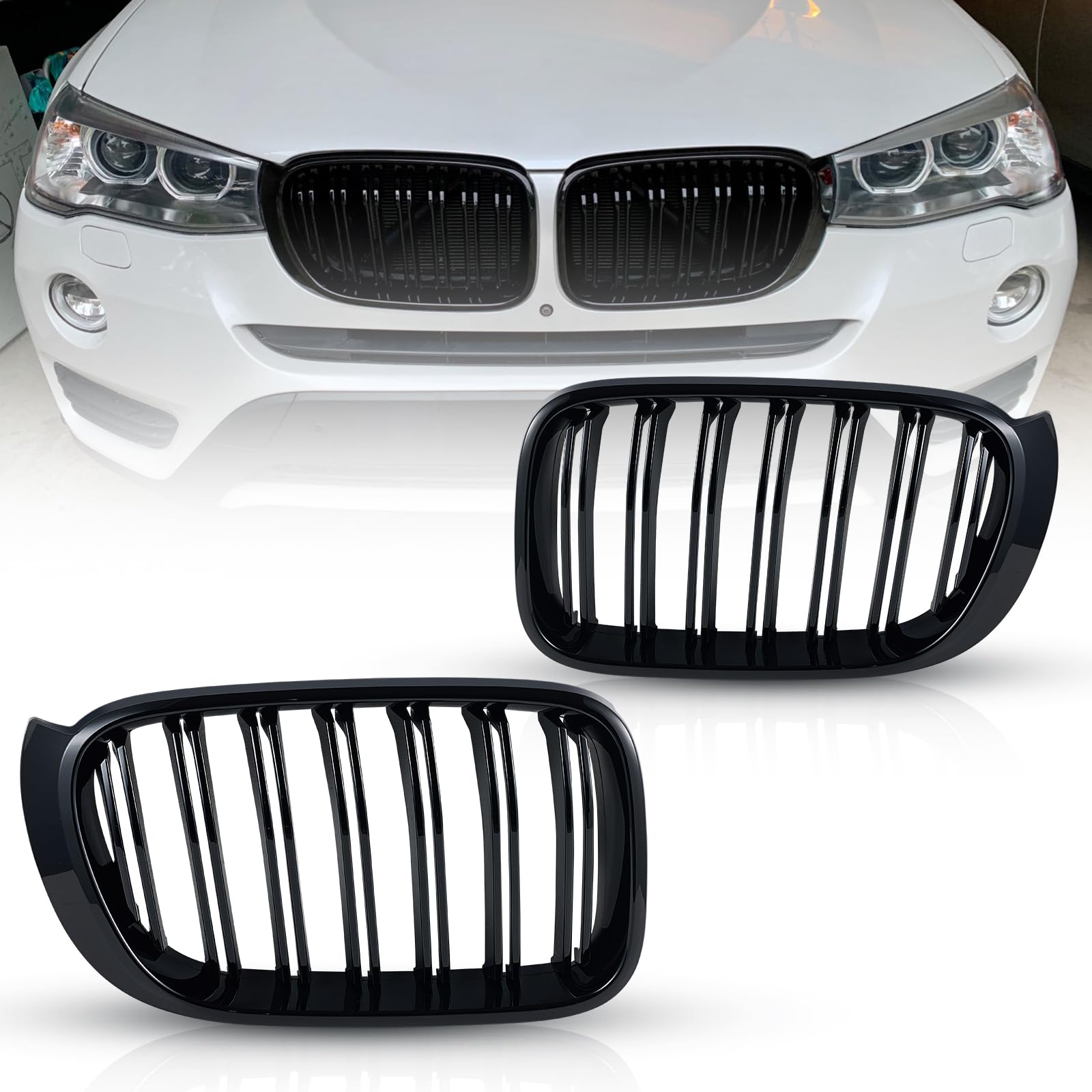 F25 Nieren Kühlergrill Schwarz Passend für BMW X3 F25 2014-2017 only LCI BMW X4 F26 2013-2018 Grill Glanz Schwarz Doppelsteg Kühlergrill F25 Nieren Kühlergrill Schwarz Passend für BMW X3 F25 2014-2017 only LCI BMW X4 F26 2013-2018 Grill Glanz Schwarz Doppelsteg Kühlergrill von TOPTHAN